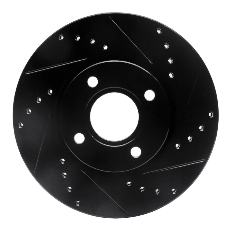 Ford Fiesta Brake Rotor (1) - Front Right - R1 Concepts - Drilled & Slotted - Black - `14-`23